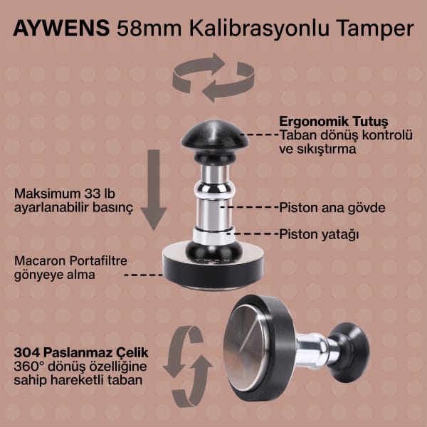 Aywens Kalibrasyonlu Kahve Tamper