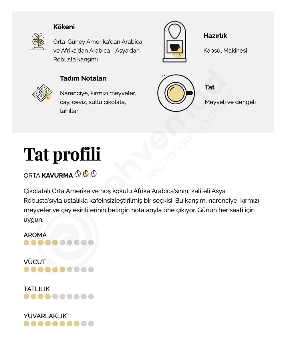 Caffe Vergnano Espresso Decaf 10'lu Kafeinsiz Kapsül Kahve