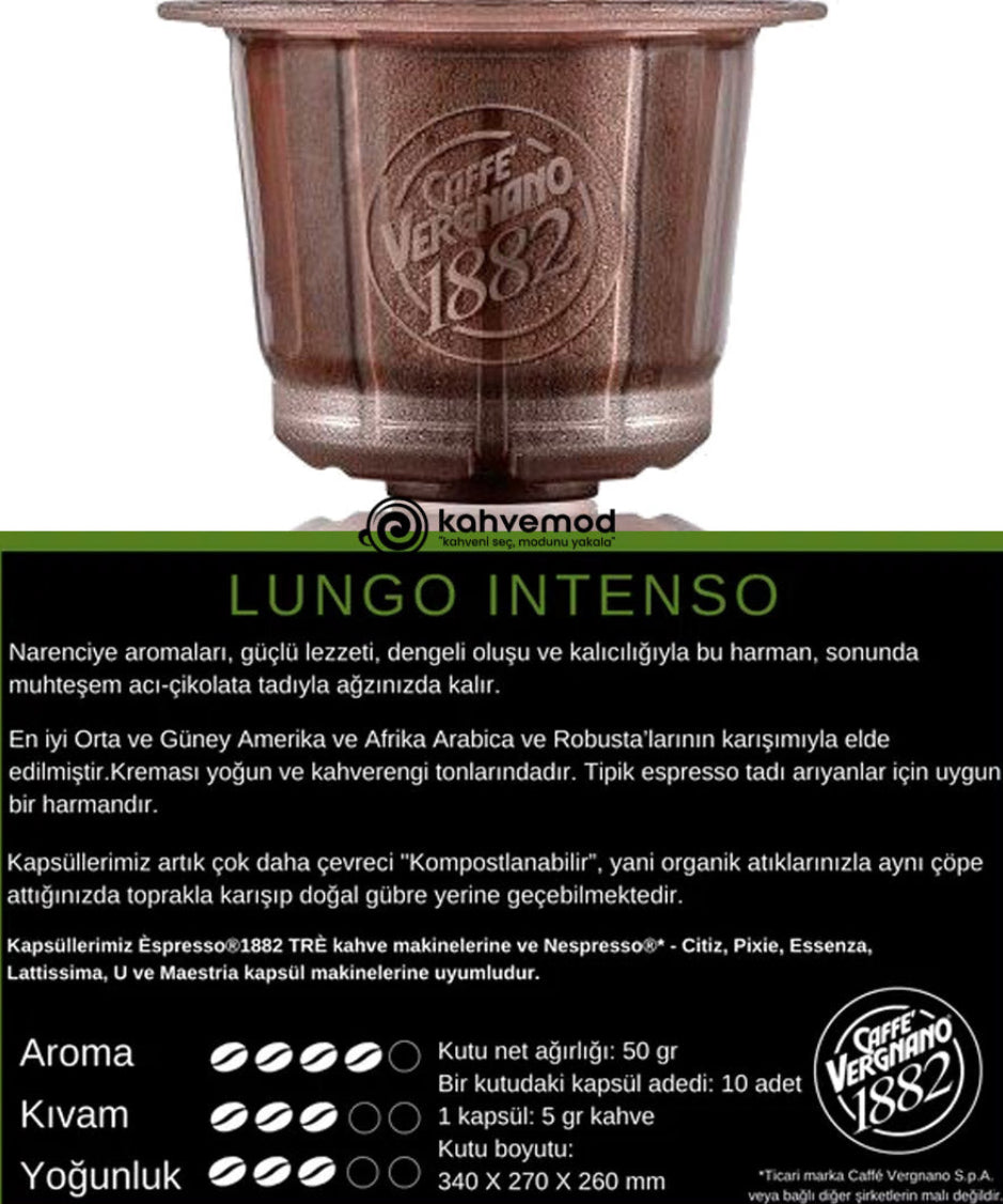 Caffe Vergnano Espresso Lungo 10'lu Kapsül Kahve