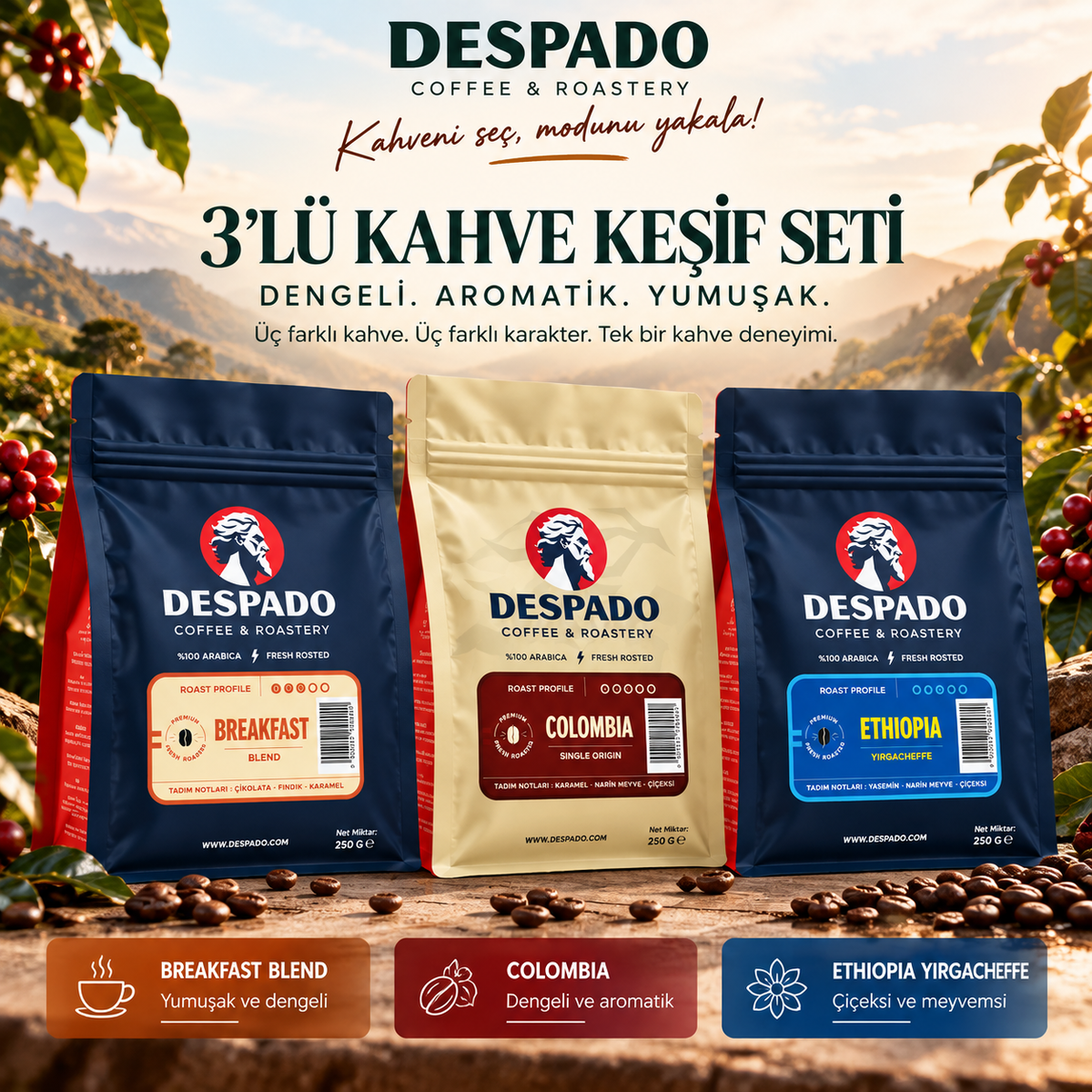 Despado Coffee 3'lü Kahve Keşif Seti