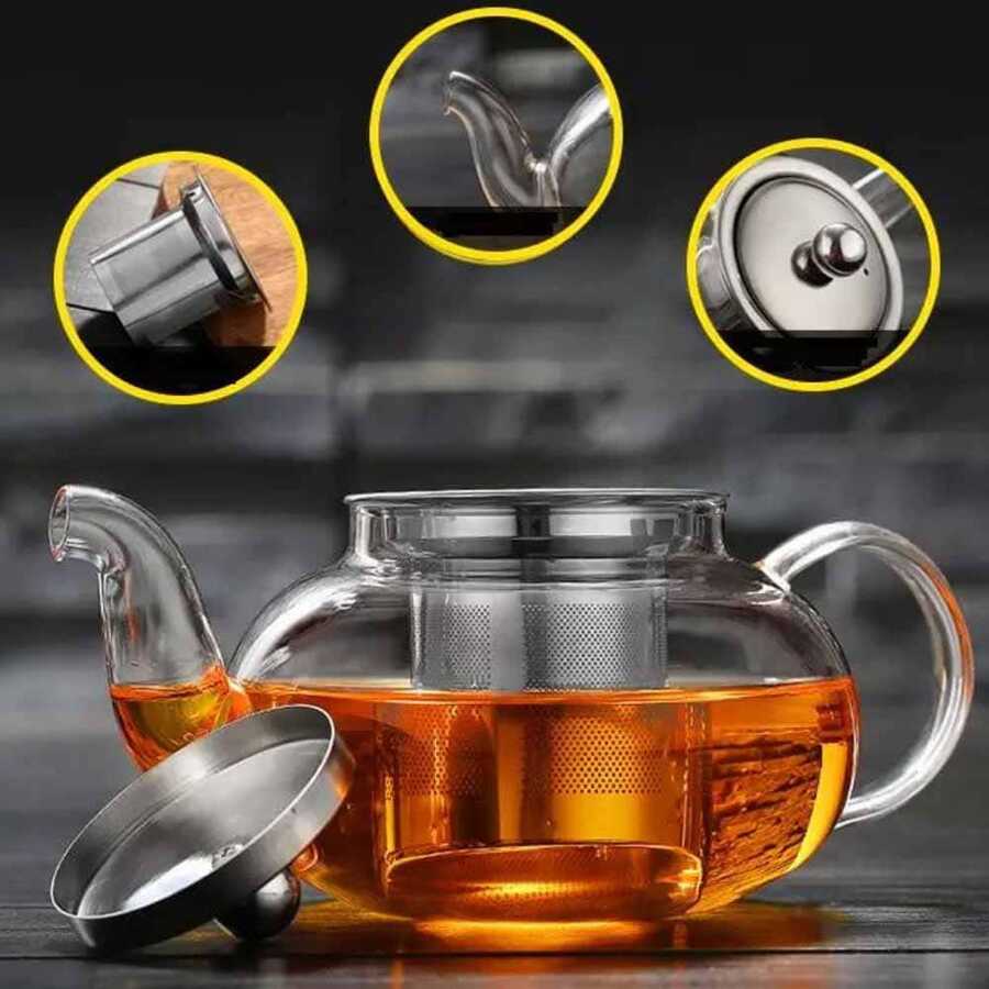 Epinox Cam Demlik Çelik Süzgeçli 600 Ml