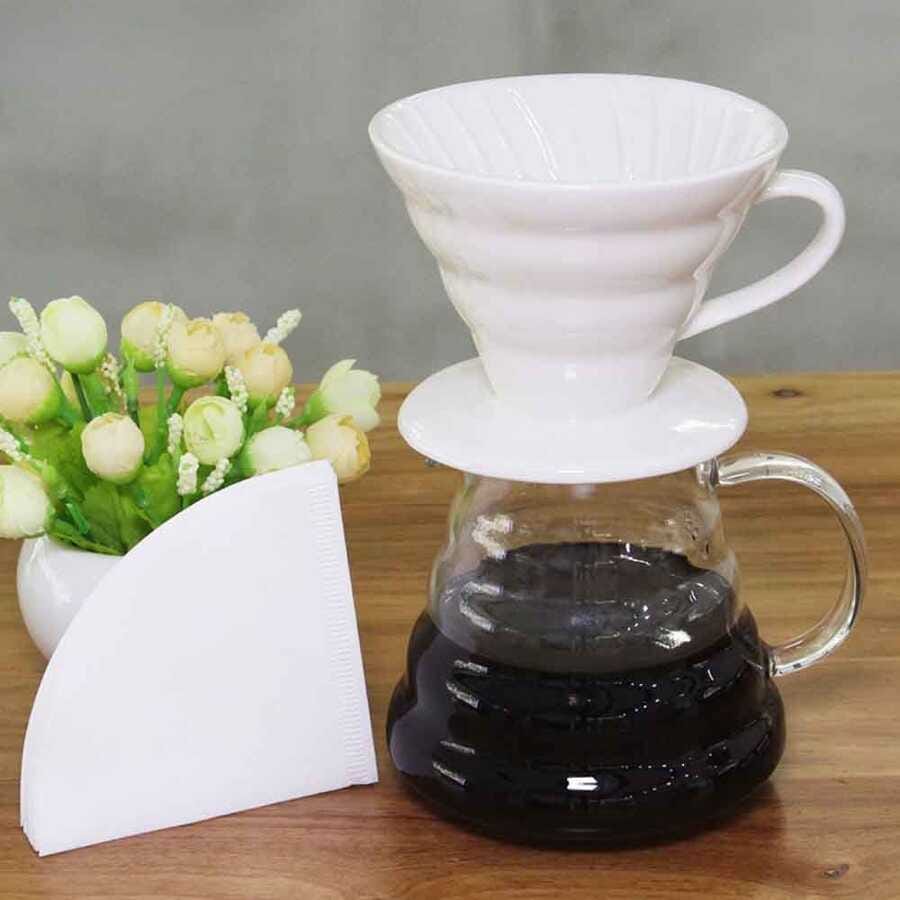 Epinox V60 Seramik Kahve Demleme Dripper Beyaz