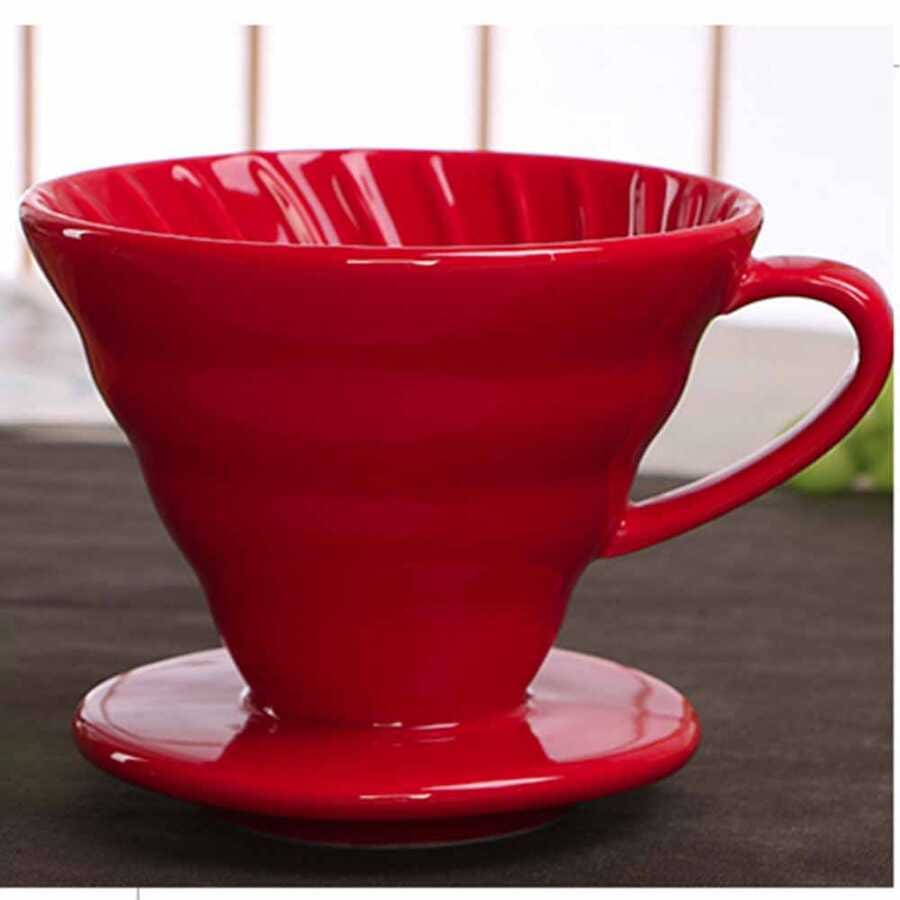 Epinox V60 Seramik Kahve Demleme Dripper Kırmızı