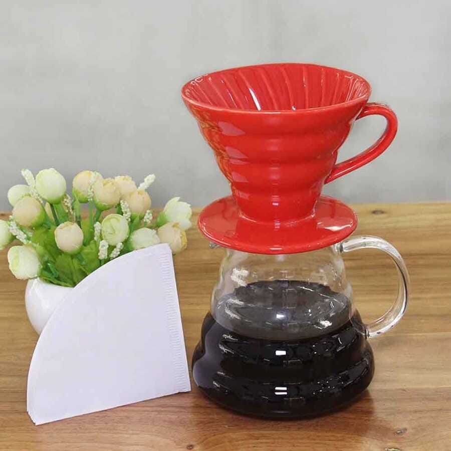 Epinox V60 Seramik Kahve Demleme Dripper Kırmızı