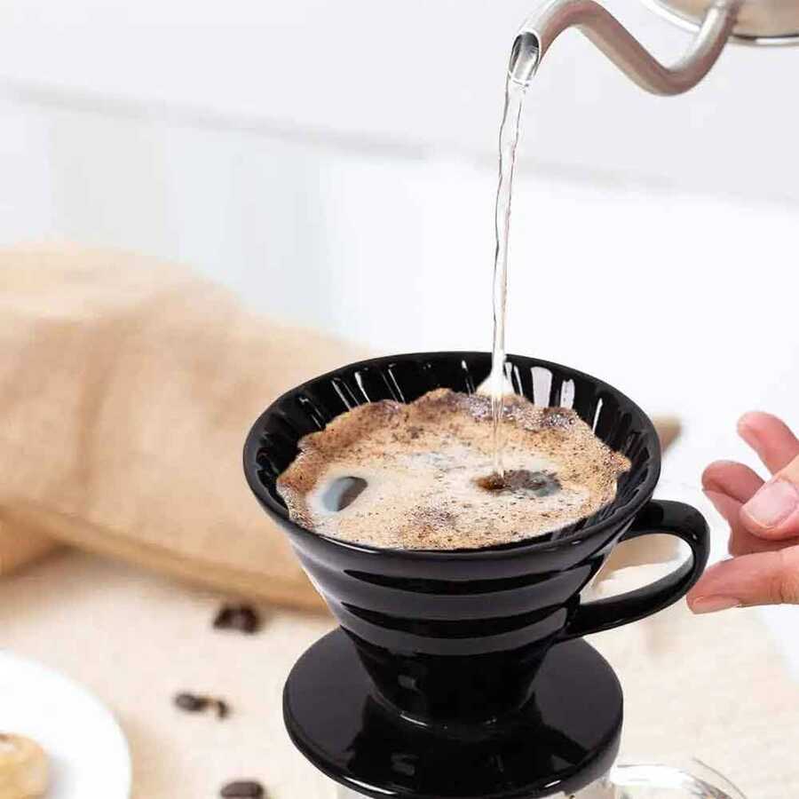 Epinox V60 Seramik Kahve Demleme Dripper Siyah
