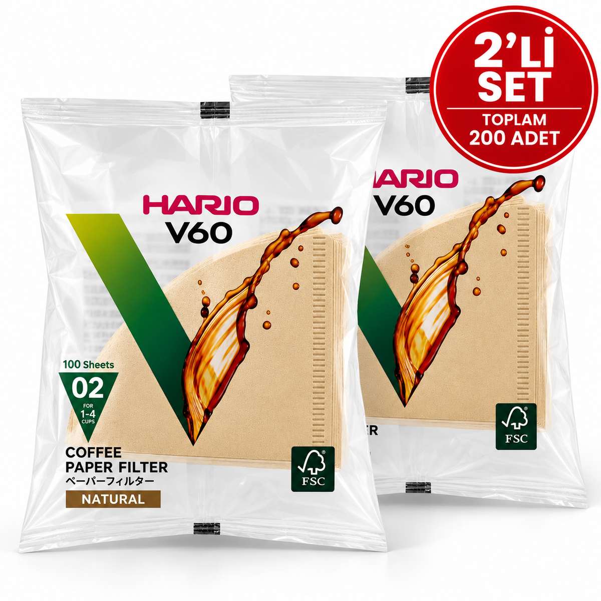 Hario V60 02 Filtre Kağıdı Naturel 2'li Paket
