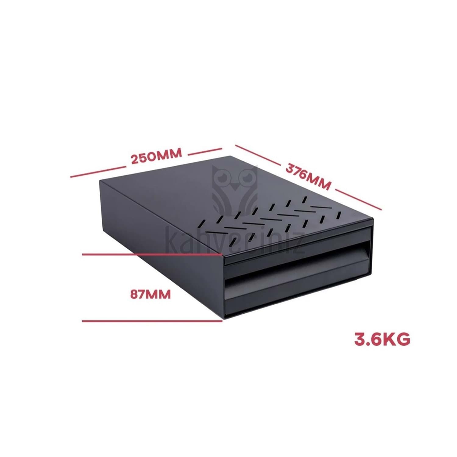 Epinox Siyah Metal Kahve Posa Çekmecesi