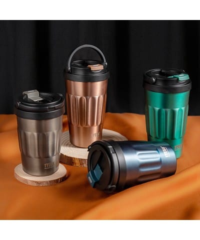 Tyeso Coffe Mug Vakumlu Paslanmaz Çelik 400 ML Taşıma Kulplu