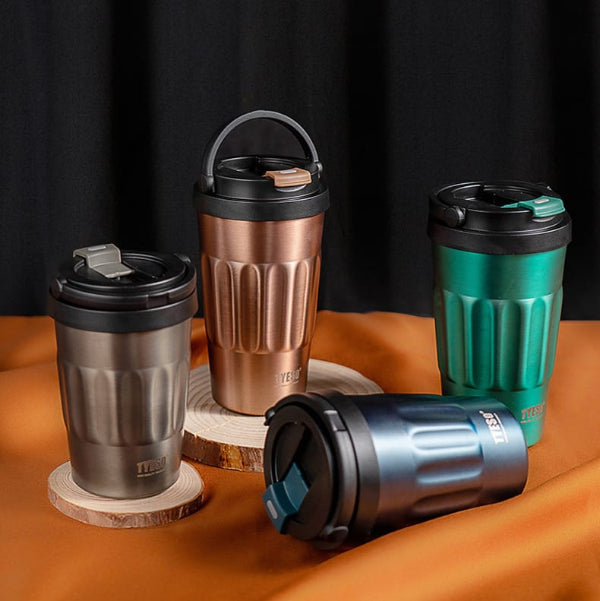 Tyeso Coffe Mug Vakumlu Paslanmaz Çelik Taşıma Kulplu 400ML