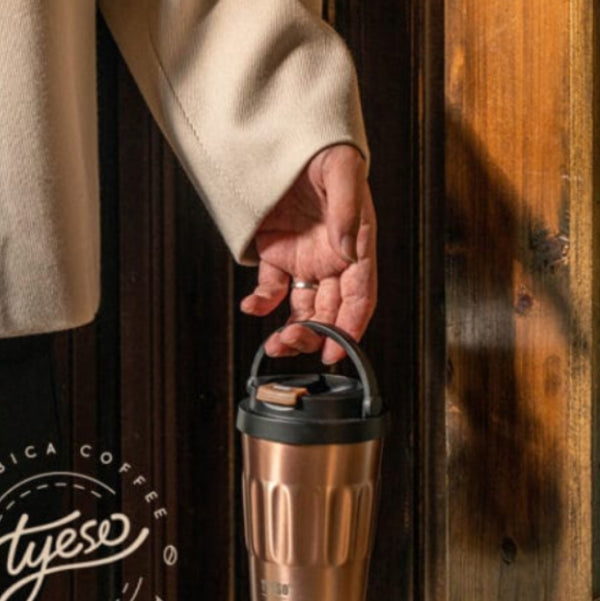 Tyeso Coffe Mug Vakumlu Paslanmaz Çelik Taşıma Kulplu 400ML