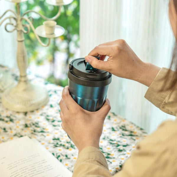 Tyeso Coffe Mug Vakumlu Paslanmaz Çelik 400 ML Taşıma Kulplu