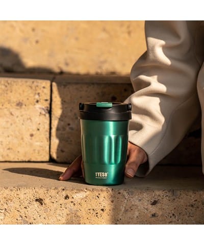 Tyeso Coffe Mug Vakumlu Paslanmaz Çelik 400 ML Taşıma Kulplu