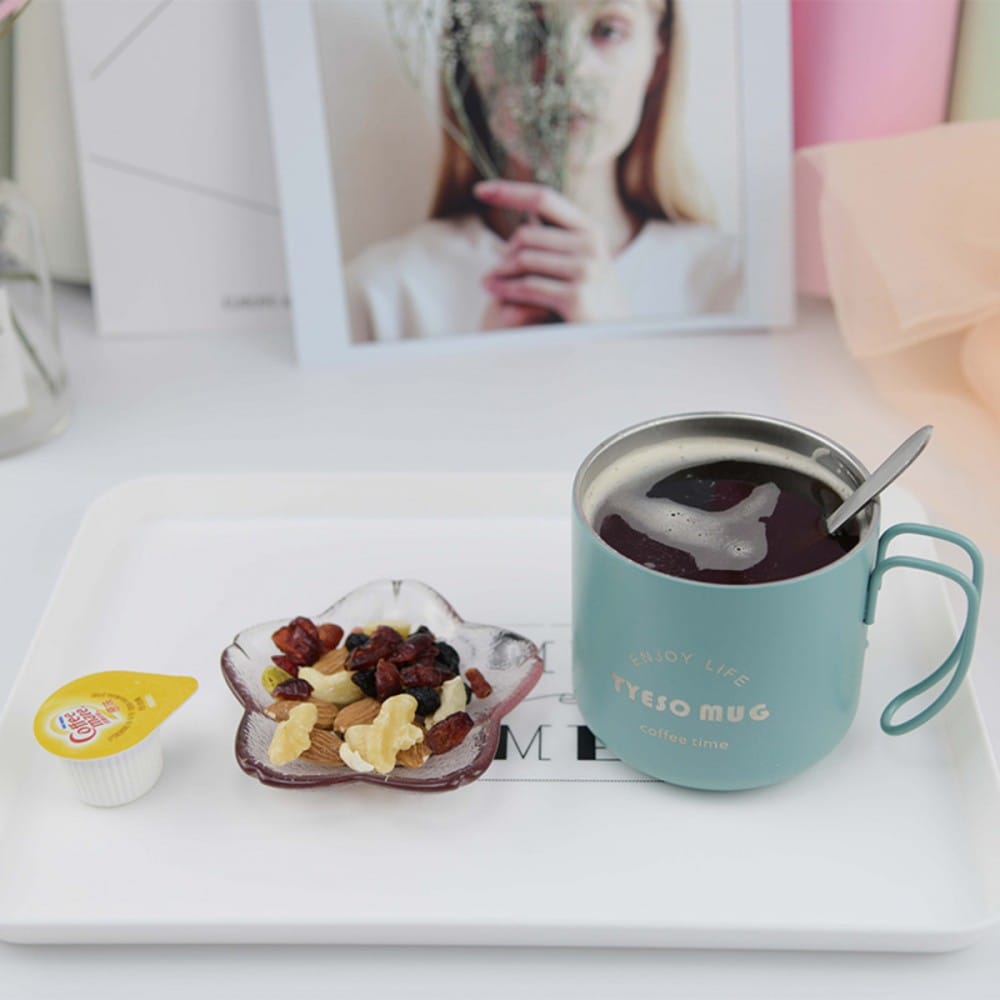 Tyeso Fiery Coffe Mug Paslanmaz Çelik Termal Kapaklı 350ML