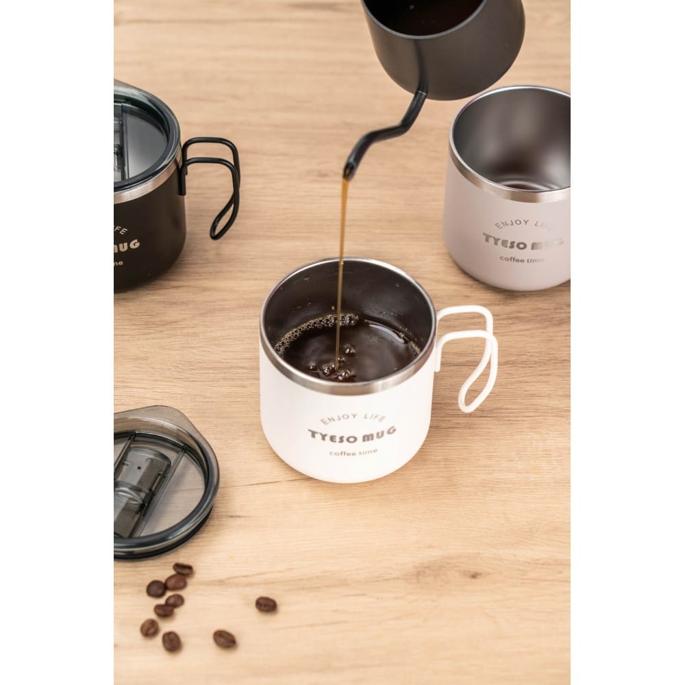 Tyeso Fiery Coffe Mug Paslanmaz Çelik Termal Kapaklı 350ML