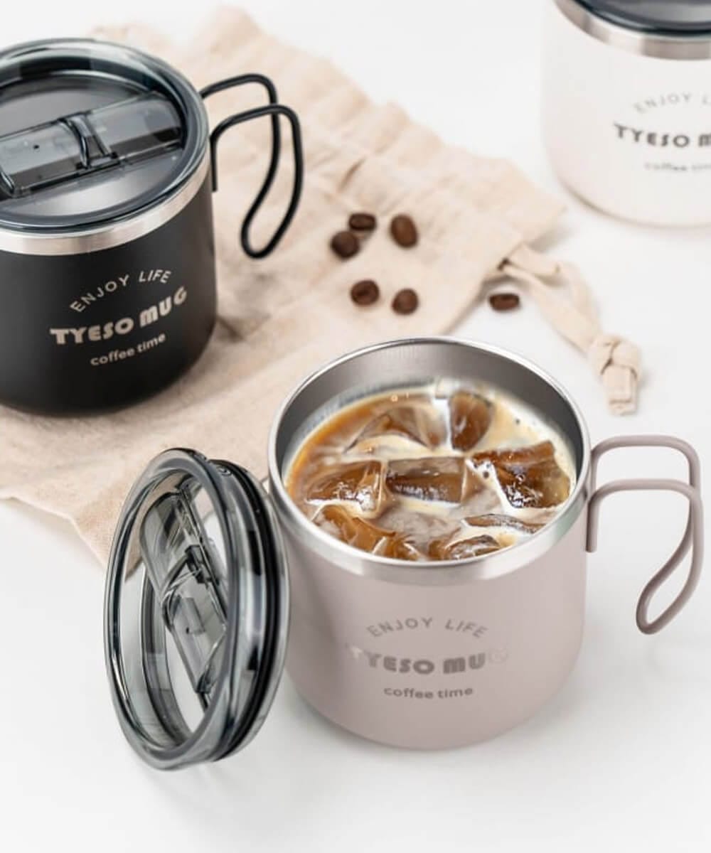 Tyeso Fiery Coffe Mug Paslanmaz Çelik Termal Kapaklı 350ML