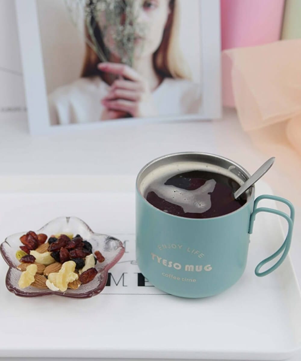 Tyeso Fiery Coffe Mug Paslanmaz Çelik Termal Kapaklı 350ML