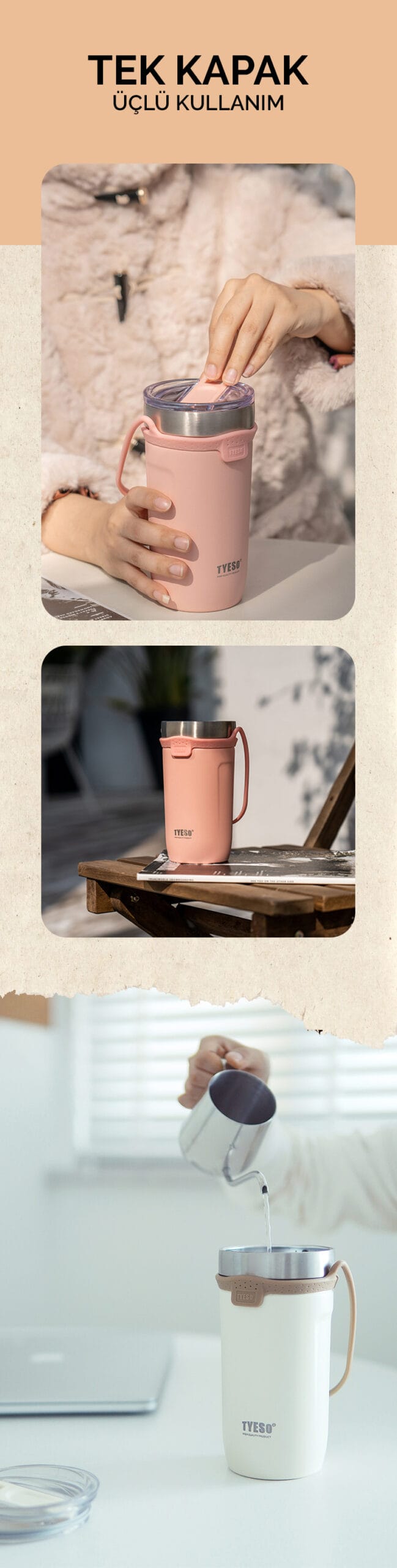 Tyeso SoulMate Tumbler Silikon Askı 550 ML