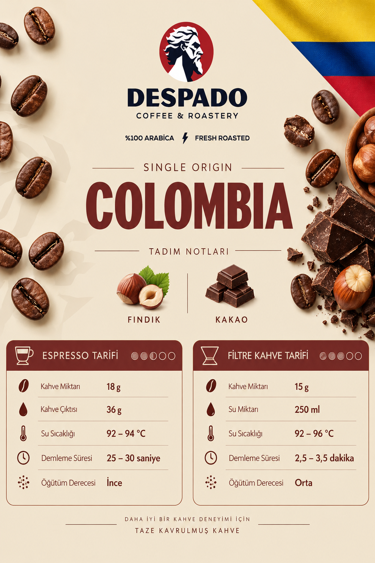 Despado Coffee Colombia Single Origin Kahve 250 g