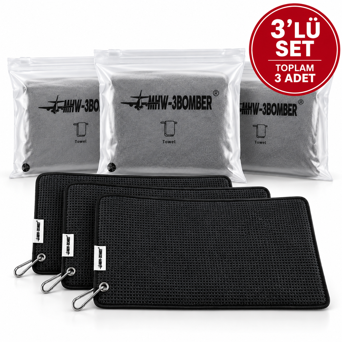 MHW-3BOMBER Askı Kancalı Kahve Temizleme Havlusu 3'lü Paket