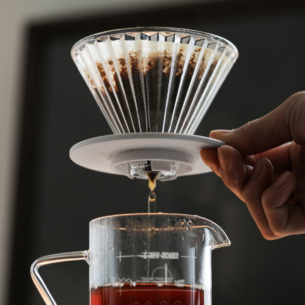 MHW-3BOMBER Elf Glass Coffee Dripper Şeffaf Beyaz Tabanli - Kahvemod (4)