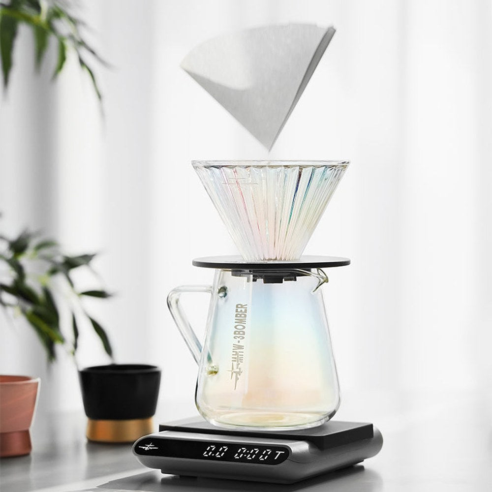 MHW-3BOMBER Elf Glass Coffee Dripper Şeffaf Siyah Tabanlı - Kahvemod (5)