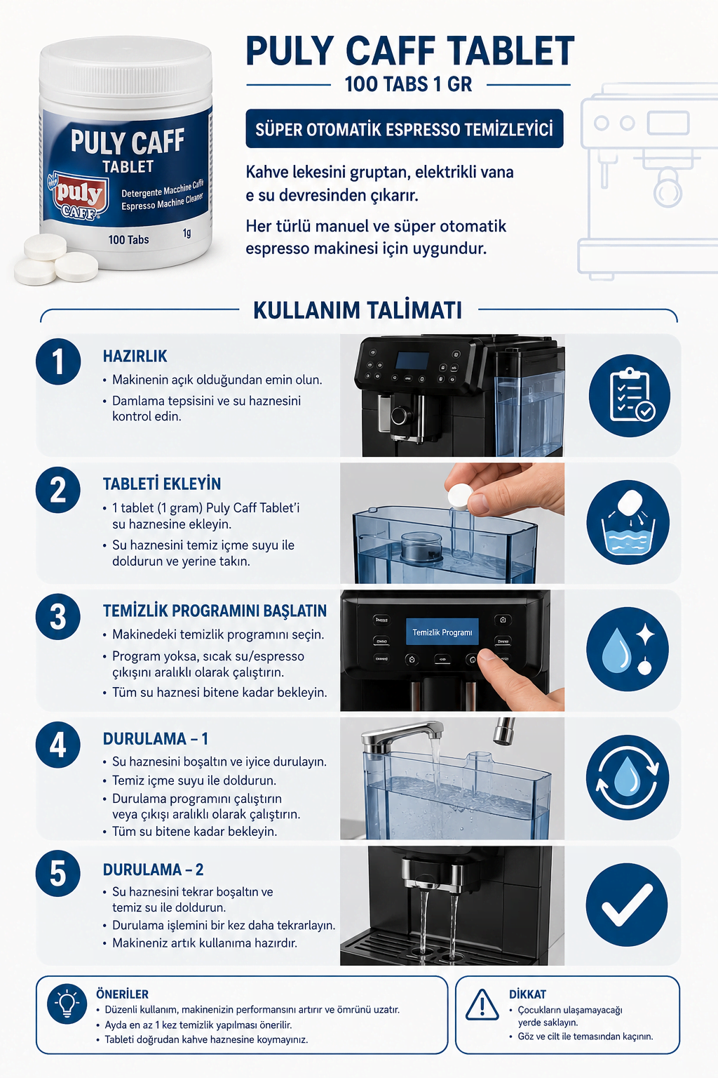 Puly Caff Temizlik Tableti 1 Gr 100lü