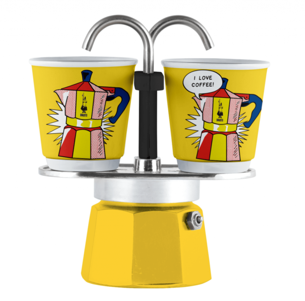 Bialetti Mini Express Mokapot Lictenstein + 2 Espresso Fincanı